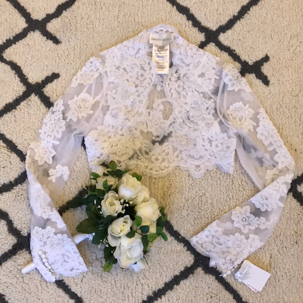 Lace jacket bolero cover by David's Bridal